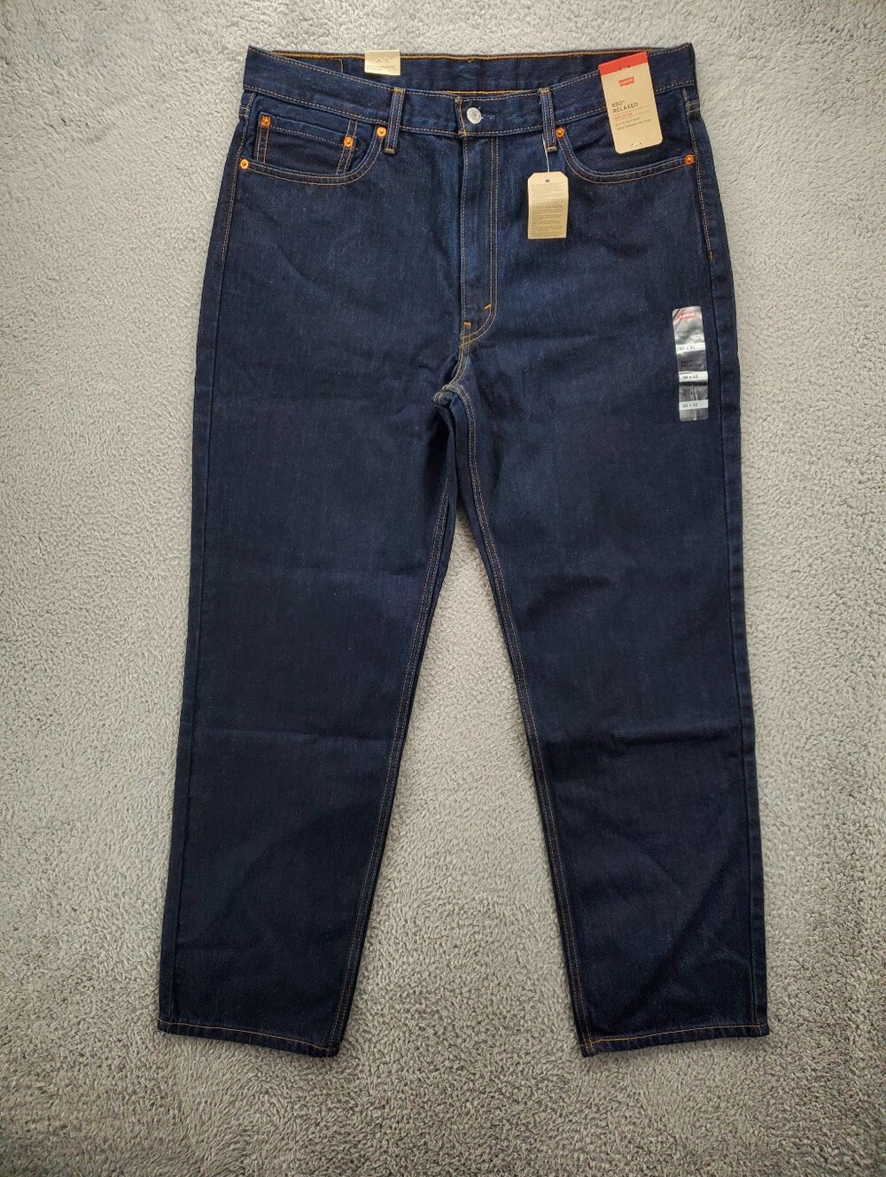 Levis 550 Jeans Relaxed Fit Mens 38x32 Dark Wash Blue NWT